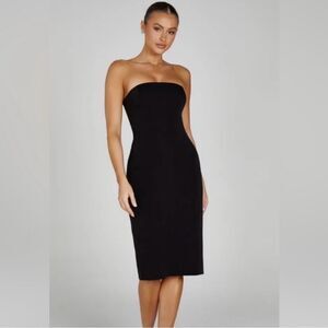 Meshki Marianne Strapless Crepe Midi Dress - Black Medium